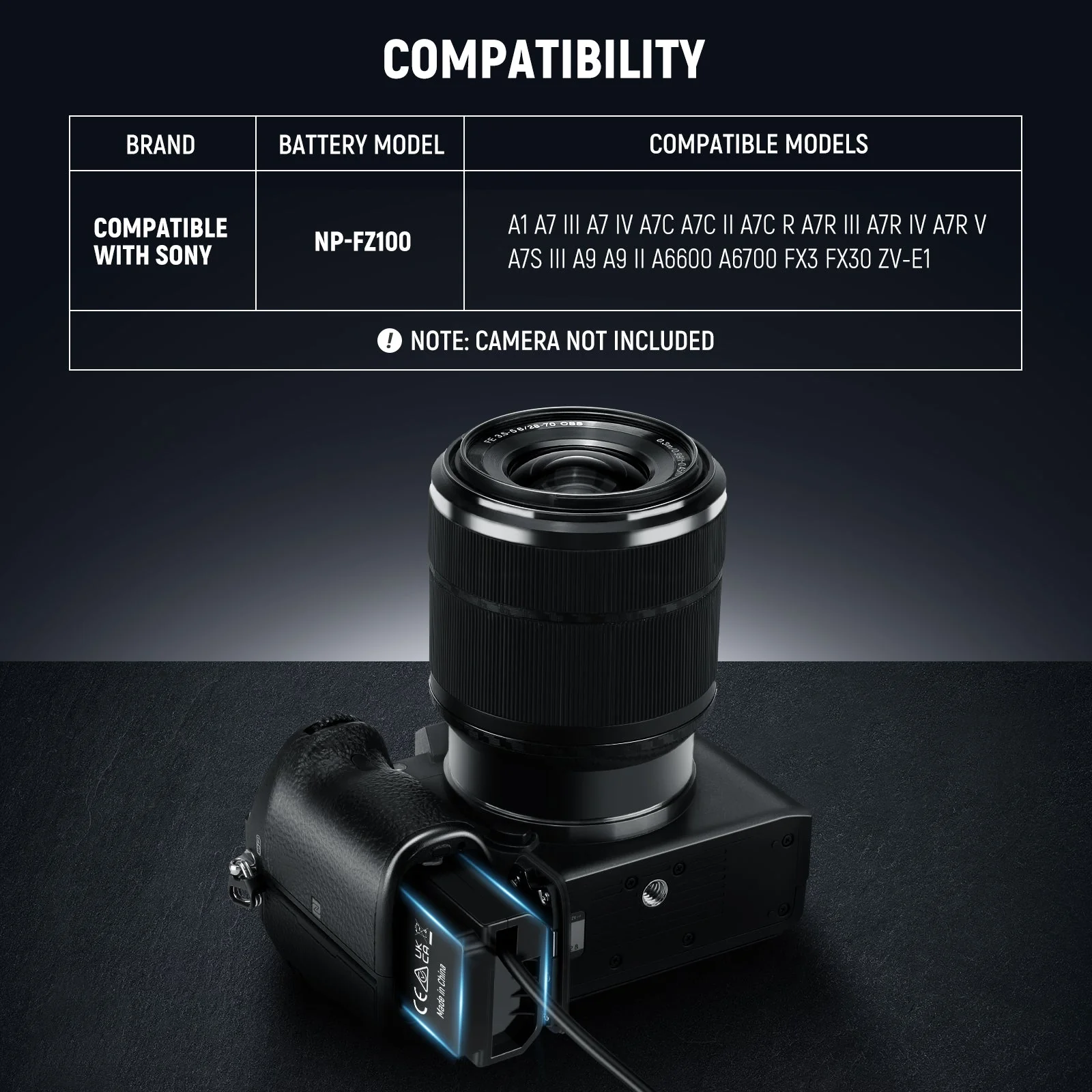 NEEWER VP-FZ100 NP-FZ100 to D Tap Dummy Battery for Sony - Image 2