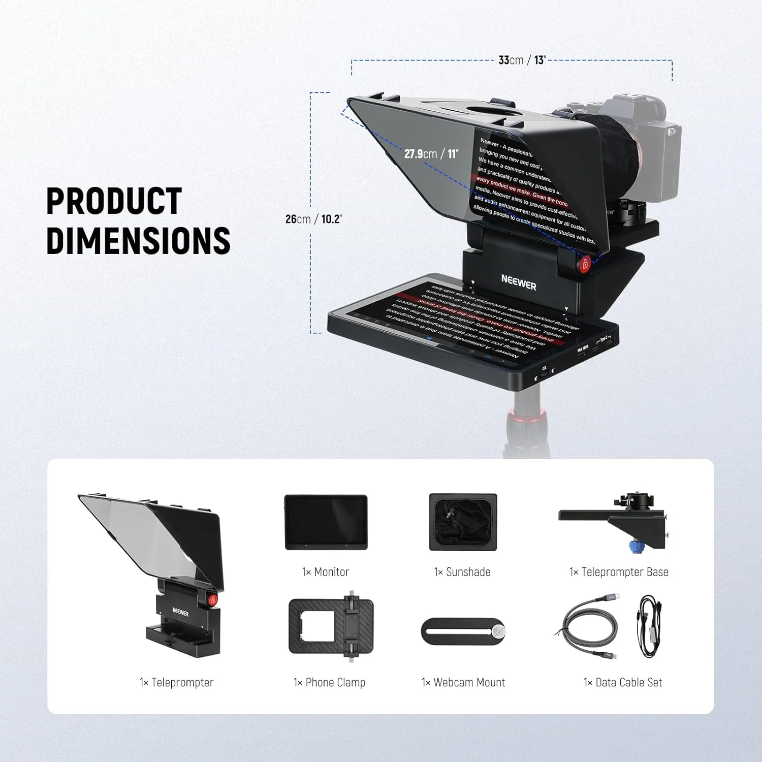NEEWER X11 2-In-1 Teleprompter with Monitor - Image 10