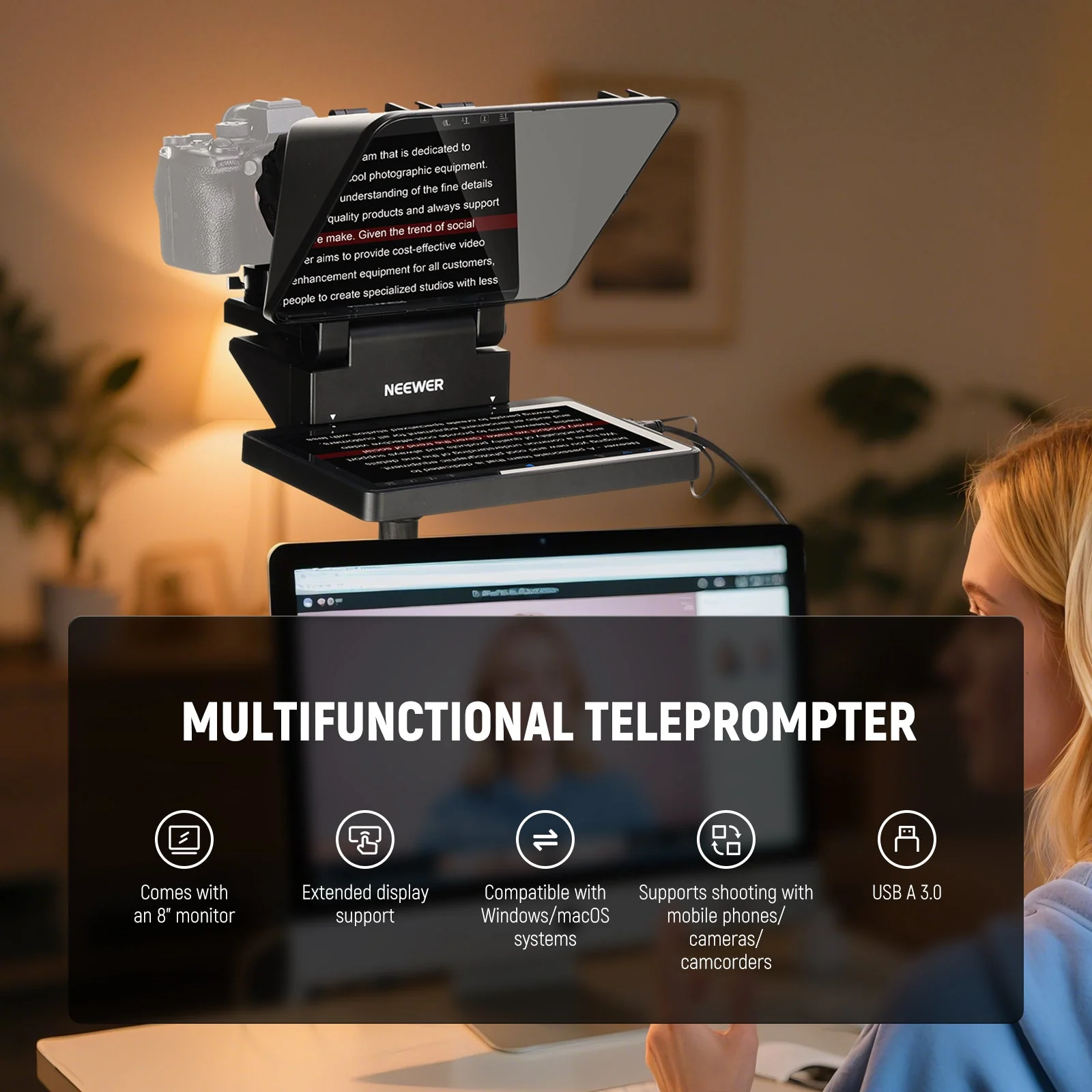 NEEWER X11 2-In-1 Teleprompter with Monitor - Image 6