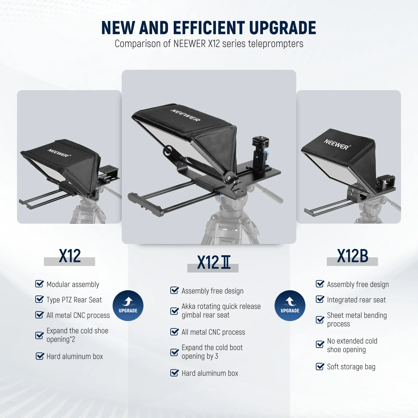 NEEWER X12II Assembly Free Teleprompter with Arca Mount & Cold Shoes - Image 2