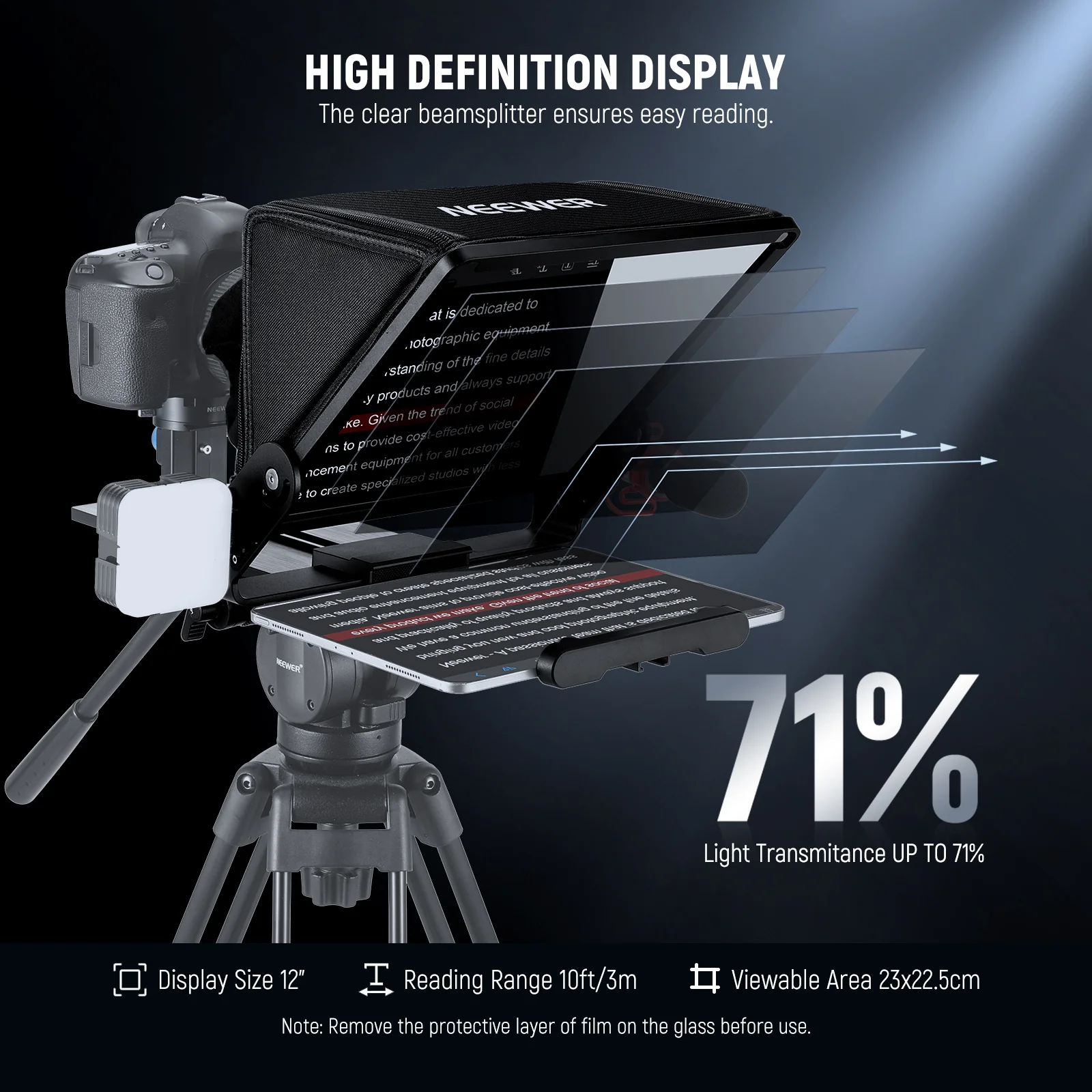 NEEWER X12II Assembly Free Teleprompter with Arca Mount & Cold Shoes - Image 3