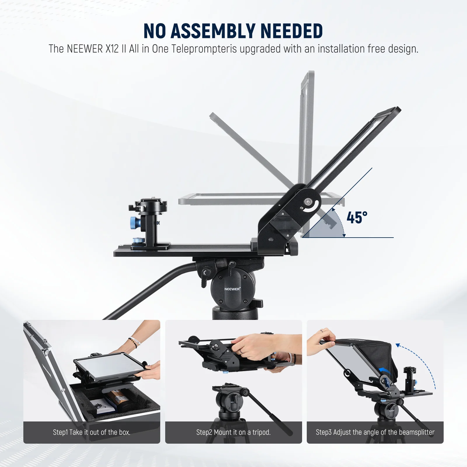 NEEWER X12II Assembly Free Teleprompter with Arca Mount & Cold Shoes - Image 6