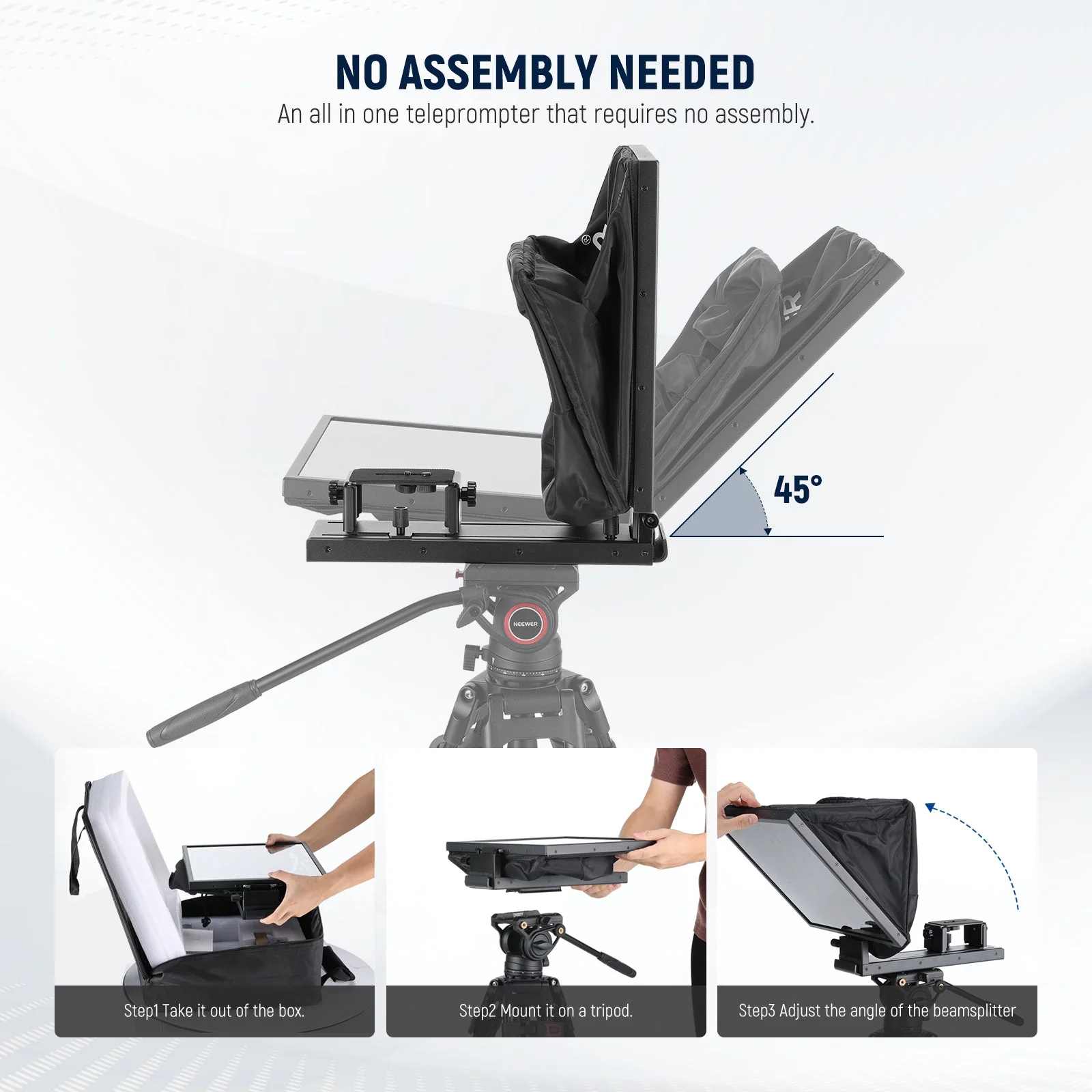 NEEWER BASICS X16B 16" Aluminum Alloy Liftable Teleprompter - Image 3