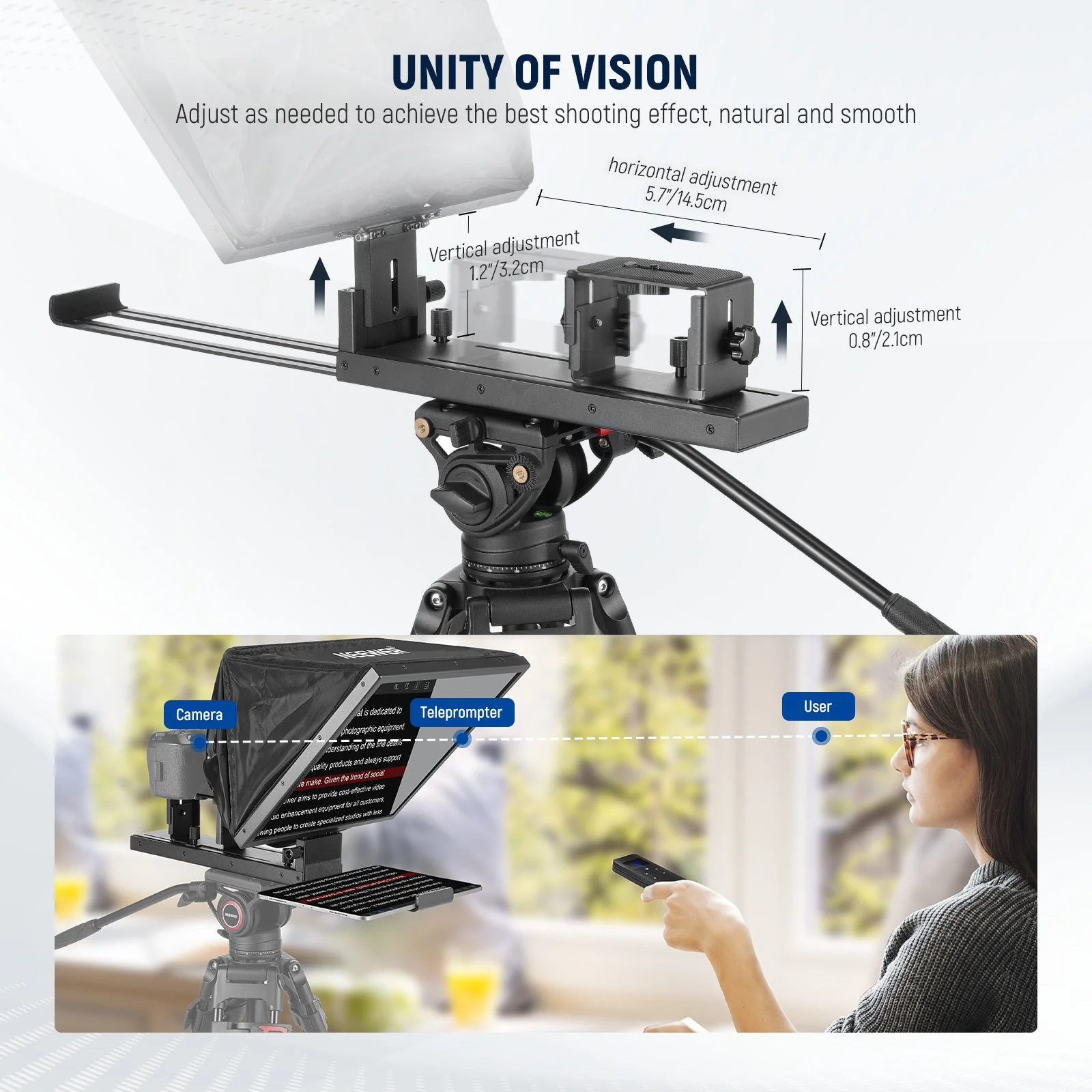 NEEWER BASICS X16B 16" Aluminum Alloy Liftable Teleprompter - Image 5