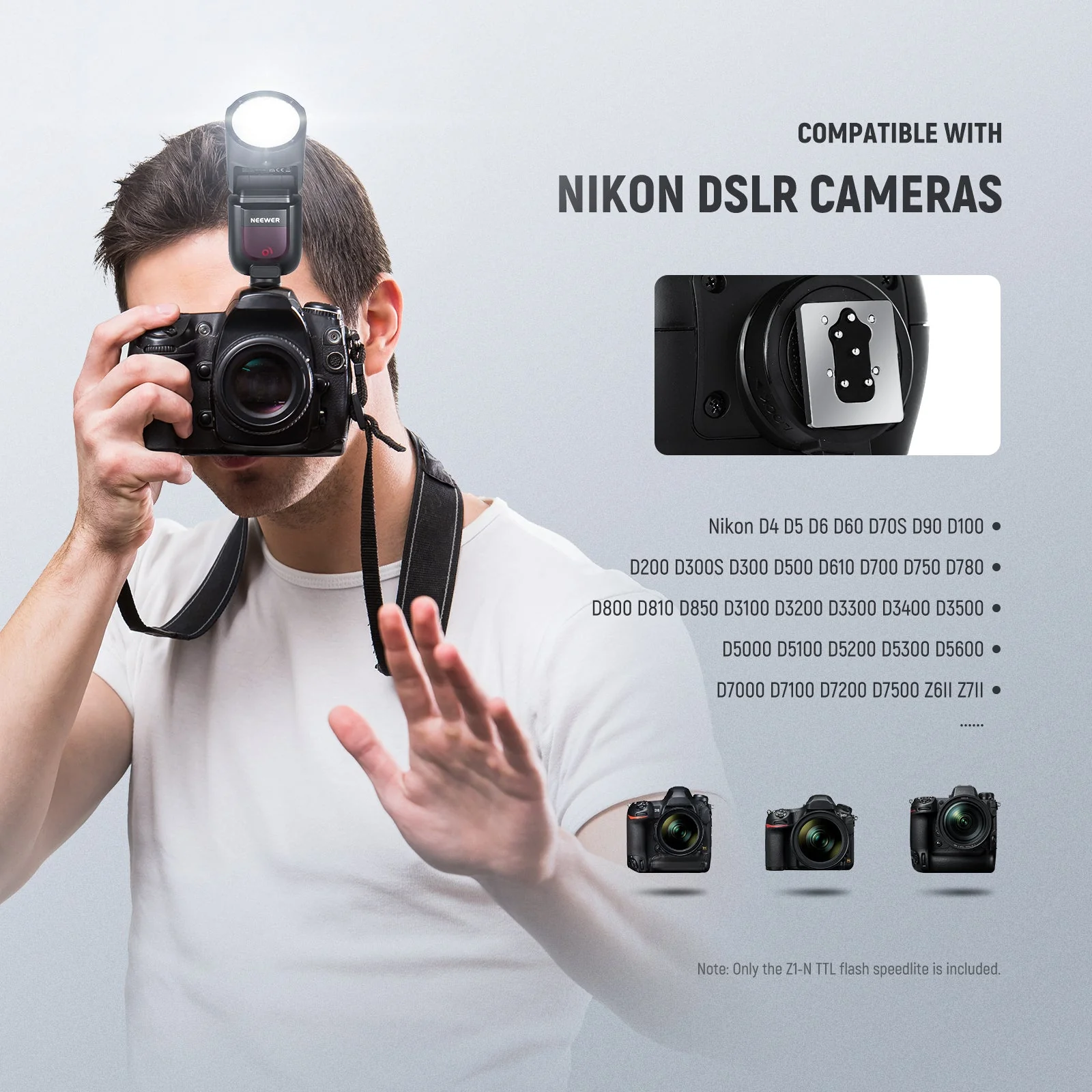 NEEWER Z1-N TTL Round Head Flash Speedlite for Nikon DSLR Cameras - Image 7
