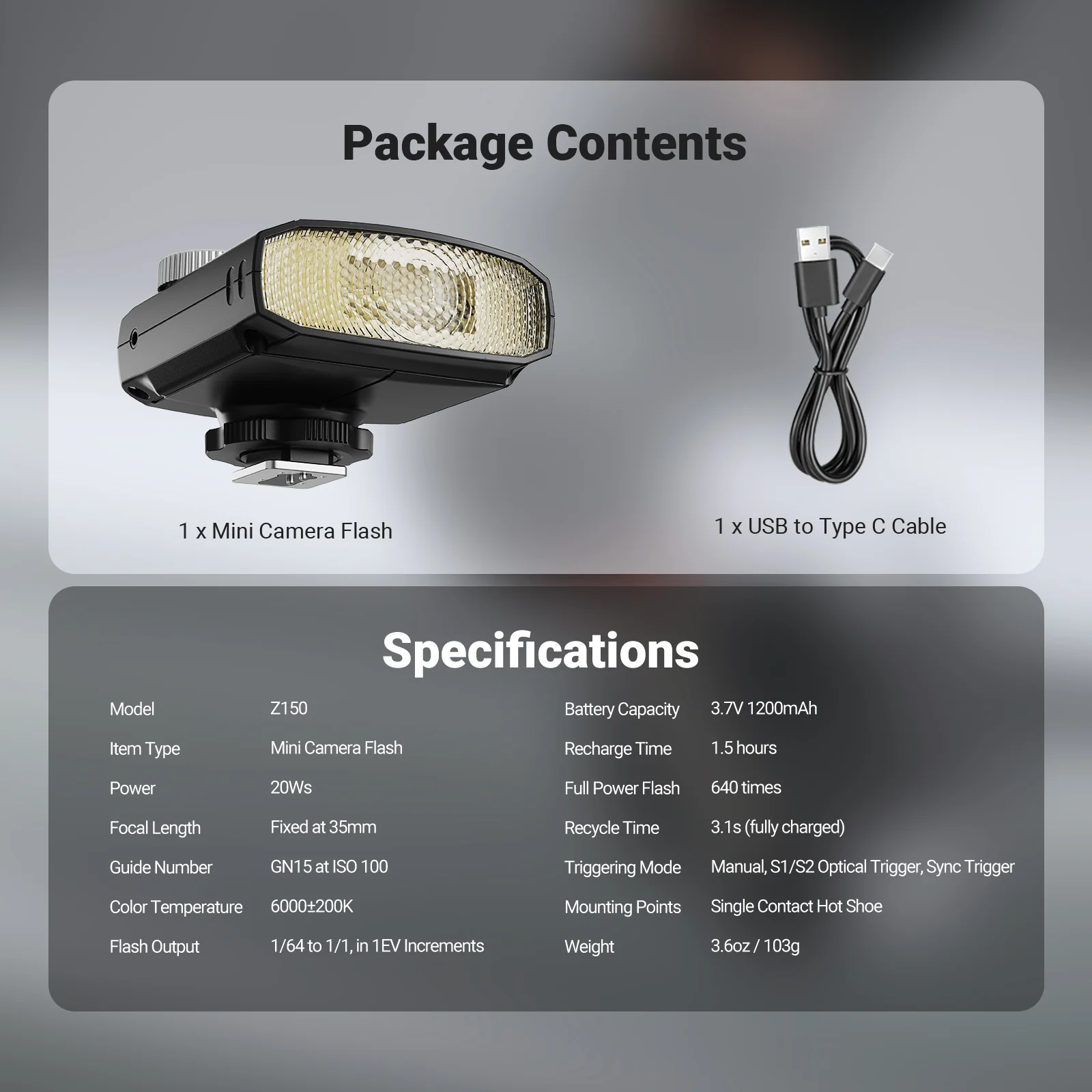 NEEWER Z150 Mini Camera Flash Speedlite with 1200mAh/640 Flashes - Image 8