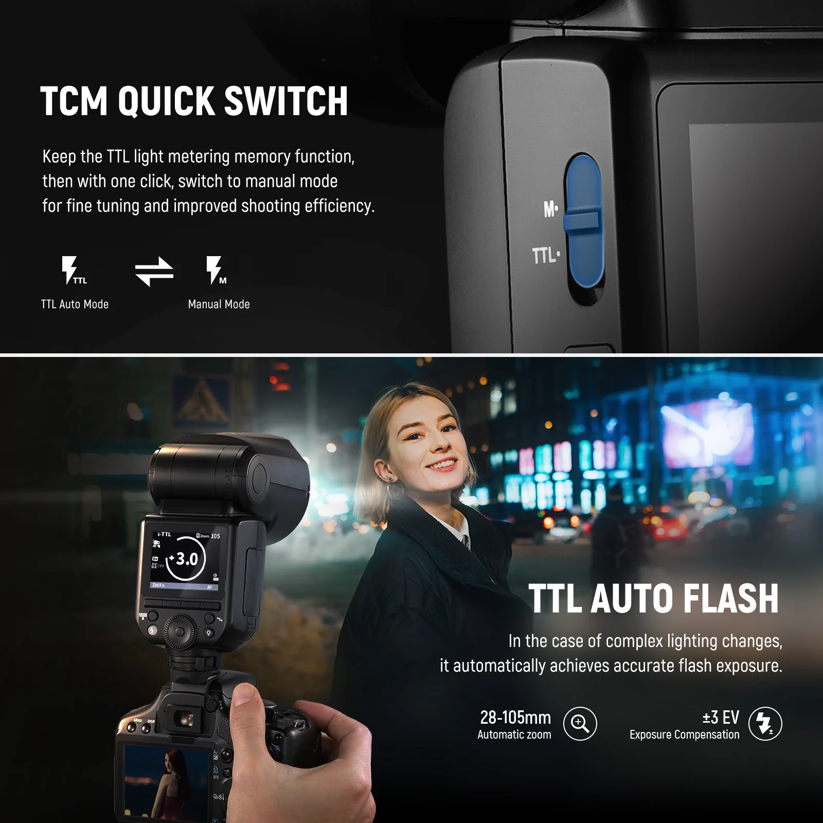 NEEWER Z2 3000mAh Battery TTL Round Head Flash Speedlite for Canon/Nikon/Sony/Fujifilm - Image 13