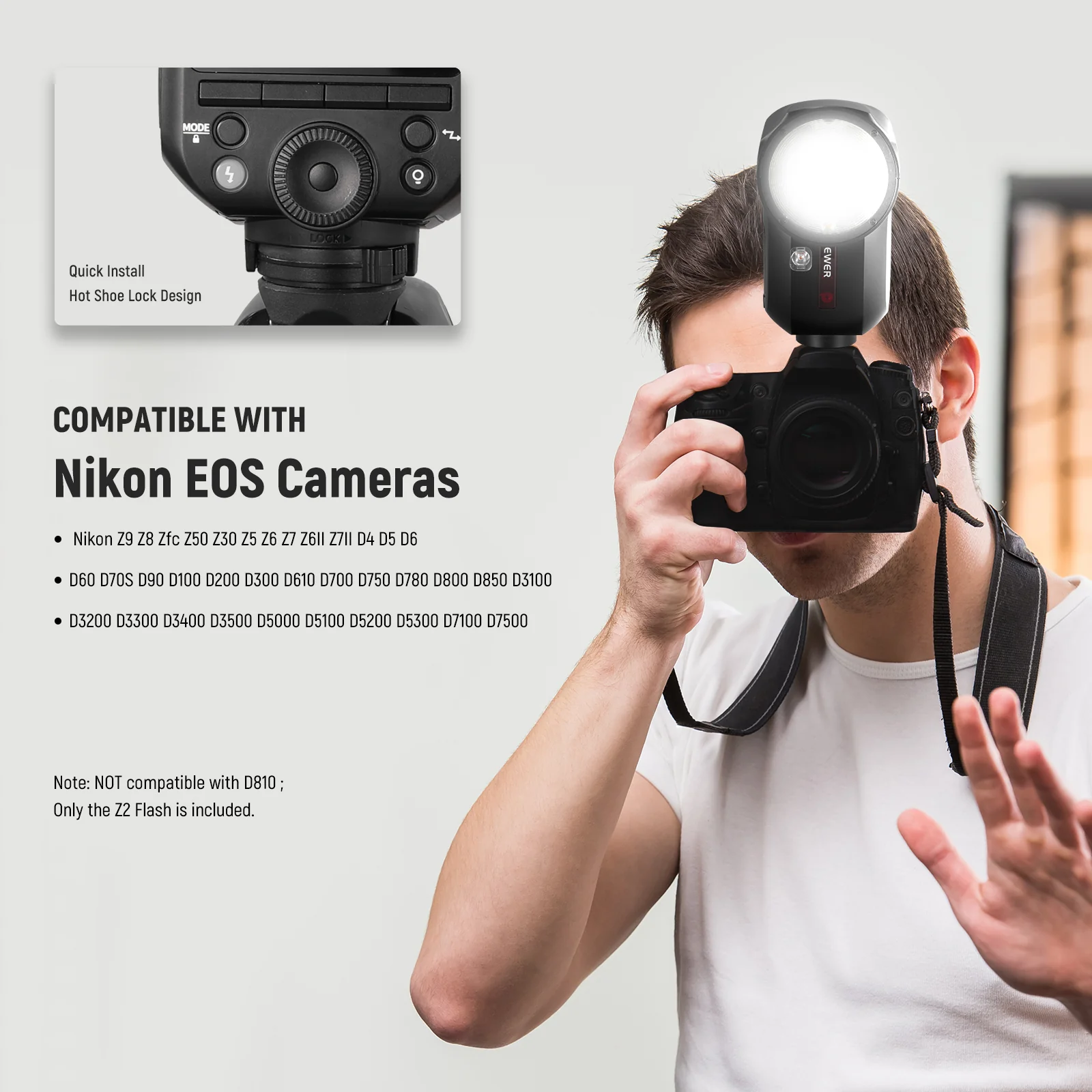 NEEWER Z2 3000mAh Battery TTL Round Head Flash Speedlite for Canon/Nikon/Sony/Fujifilm - Image 15