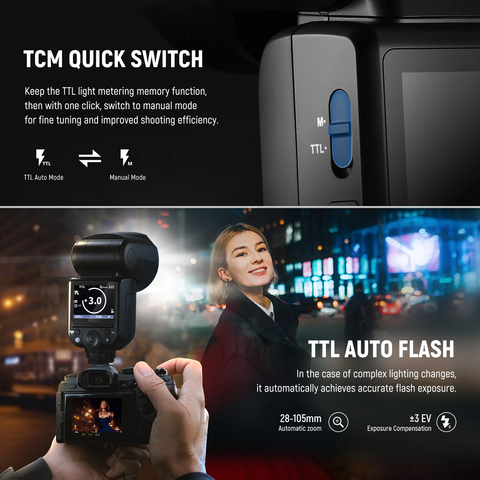NEEWER Z2 3000mAh Battery TTL Round Head Flash Speedlite for Canon/Nikon/Sony/Fujifilm - Image 22