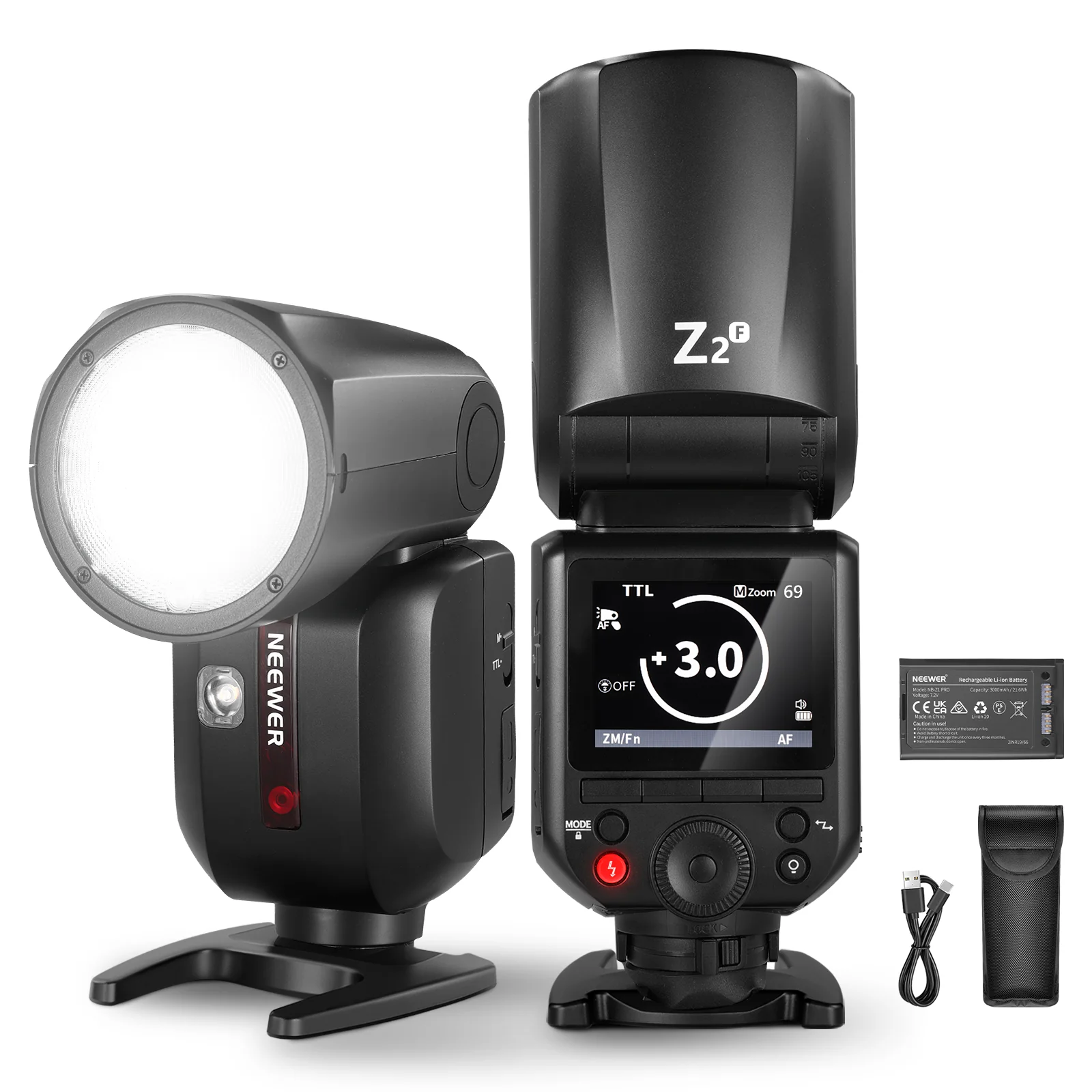 NEEWER Z2 3000mAh Battery TTL Round Head Flash Speedlite for Canon/Nikon/Sony/Fujifilm - Image 28