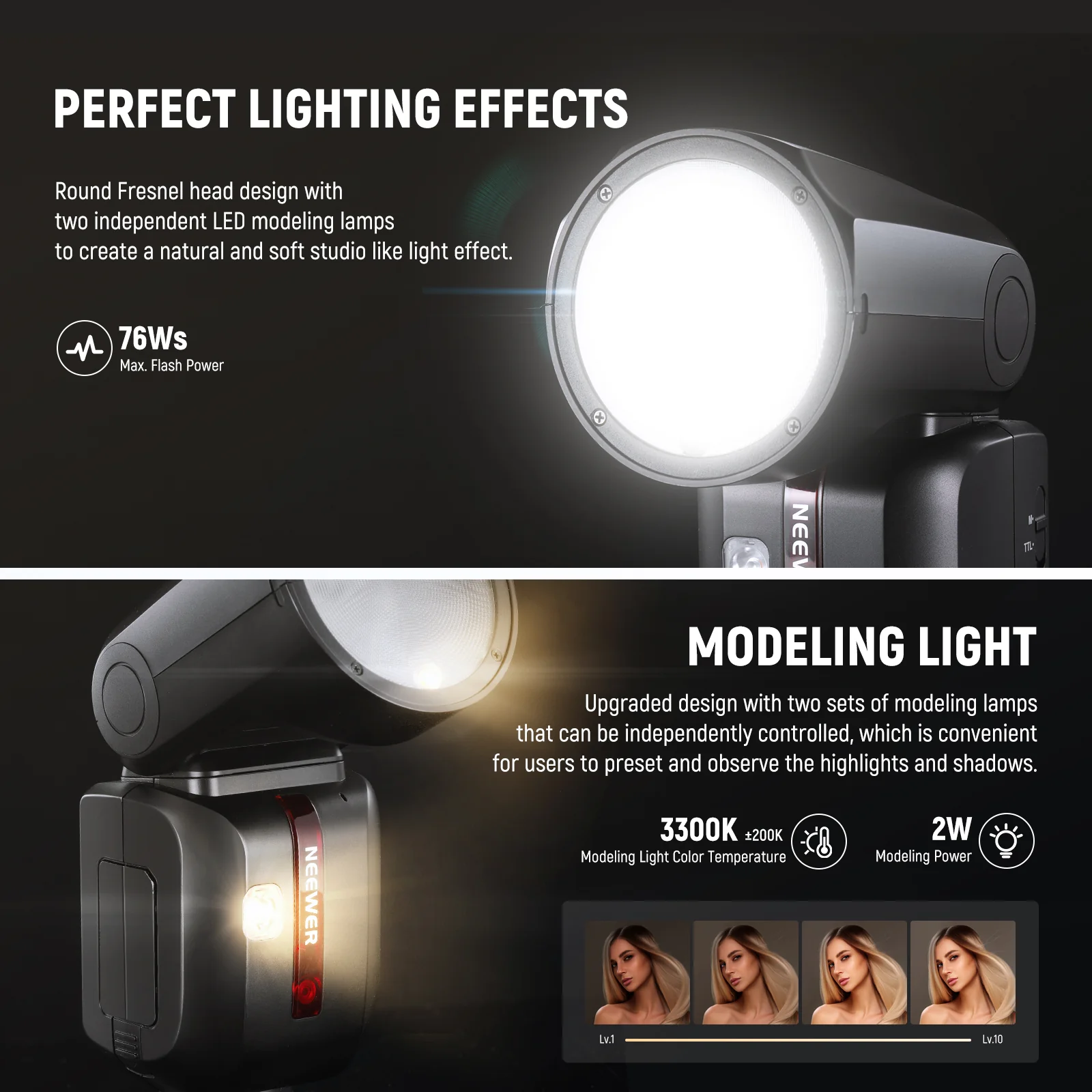 NEEWER Z2 3000mAh Battery TTL Round Head Flash Speedlite for Canon/Nikon/Sony/Fujifilm - Image 30