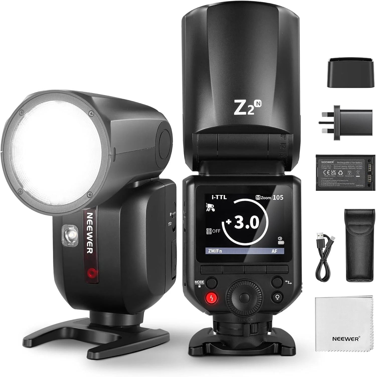 NEEWER Z2 2600mAh Battery TTL Round Head Flash Speedlite For Sony/Nikon/Canon - Image 11