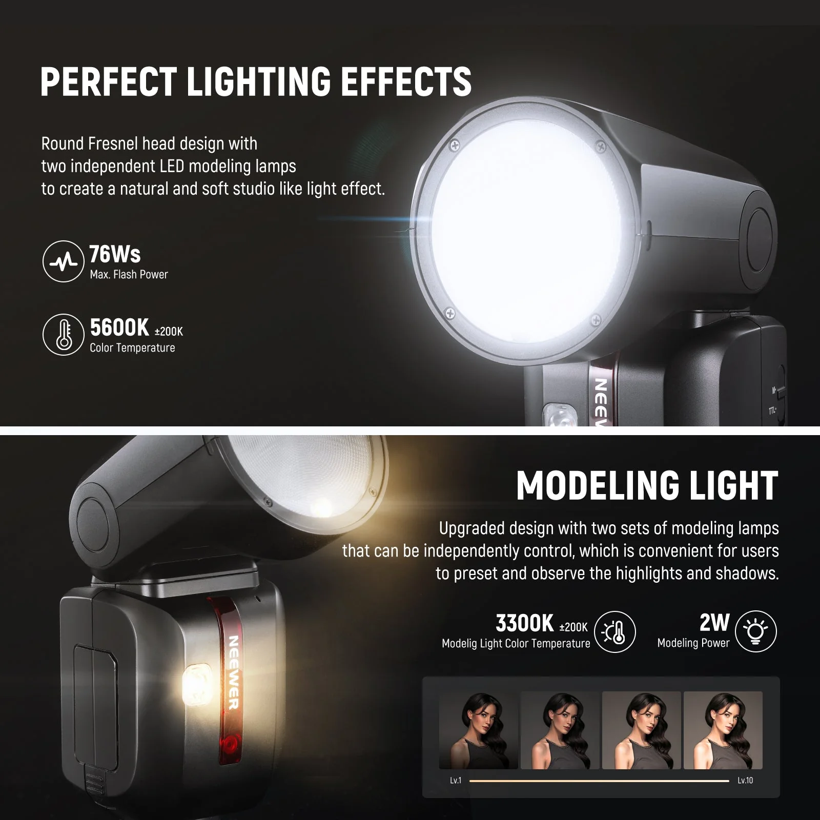 NEEWER Z2 2600mAh Battery TTL Round Head Flash Speedlite For Sony/Nikon/Canon - Image 13