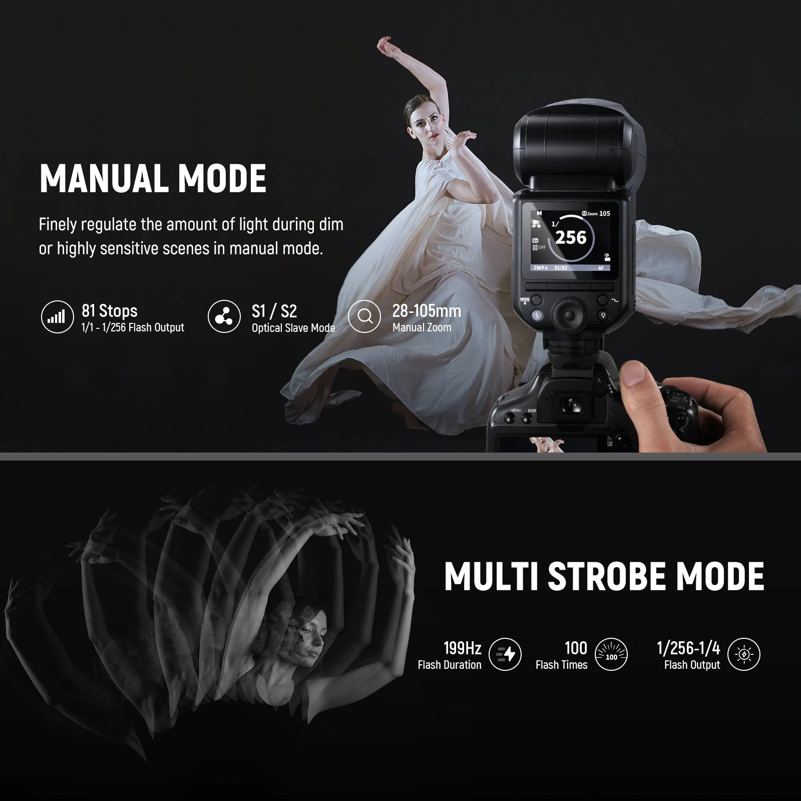 NEEWER Z2 2600mAh Battery TTL Round Head Flash Speedlite For Sony/Nikon/Canon - Image 15