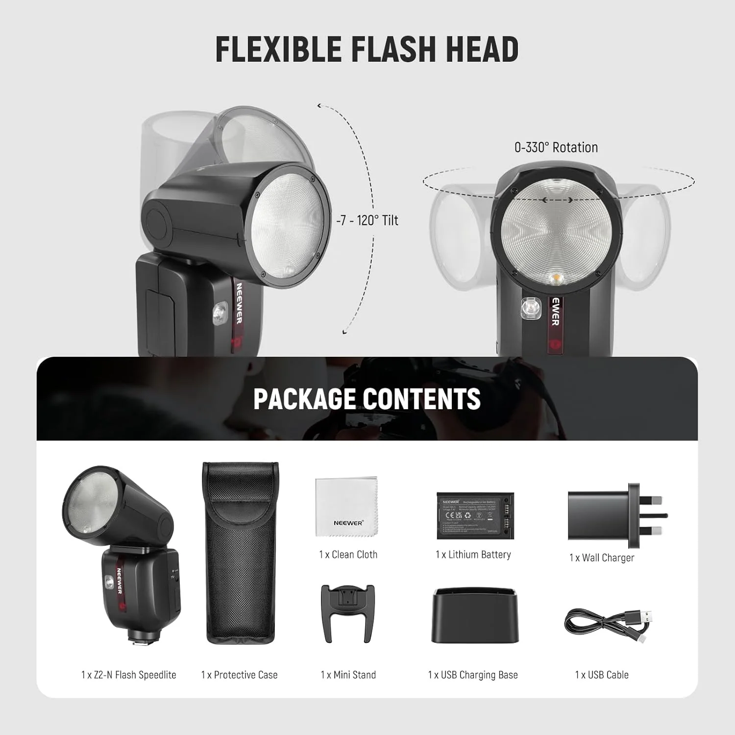 NEEWER Z2 2600mAh Battery TTL Round Head Flash Speedlite For Sony/Nikon/Canon - Image 20