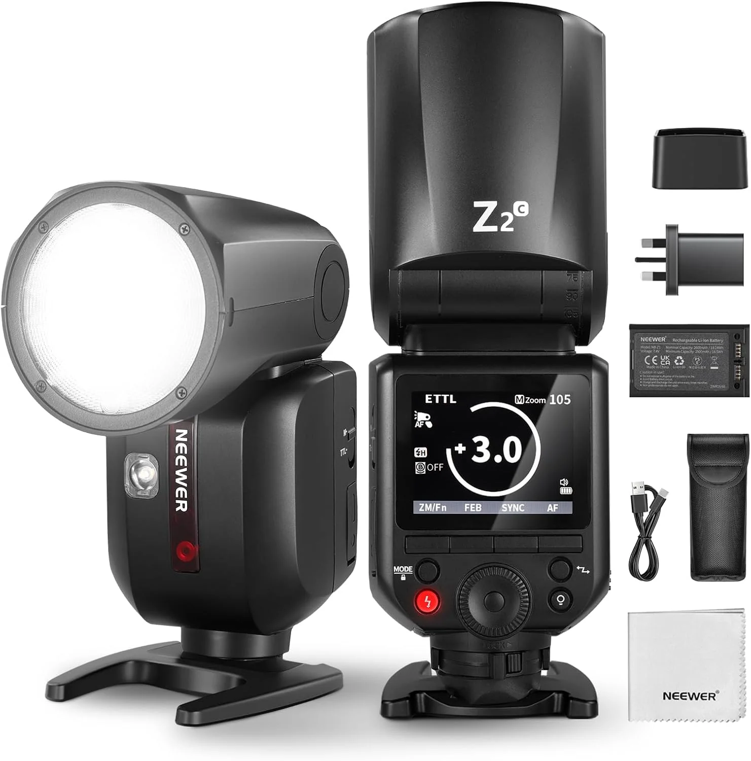 NEEWER Z2 2600mAh Battery TTL Round Head Flash Speedlite For Sony/Nikon/Canon - Image 21