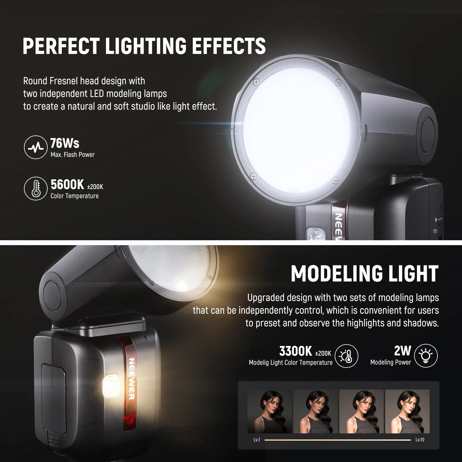 NEEWER Z2 2600mAh Battery TTL Round Head Flash Speedlite For Sony/Nikon/Canon - Image 23
