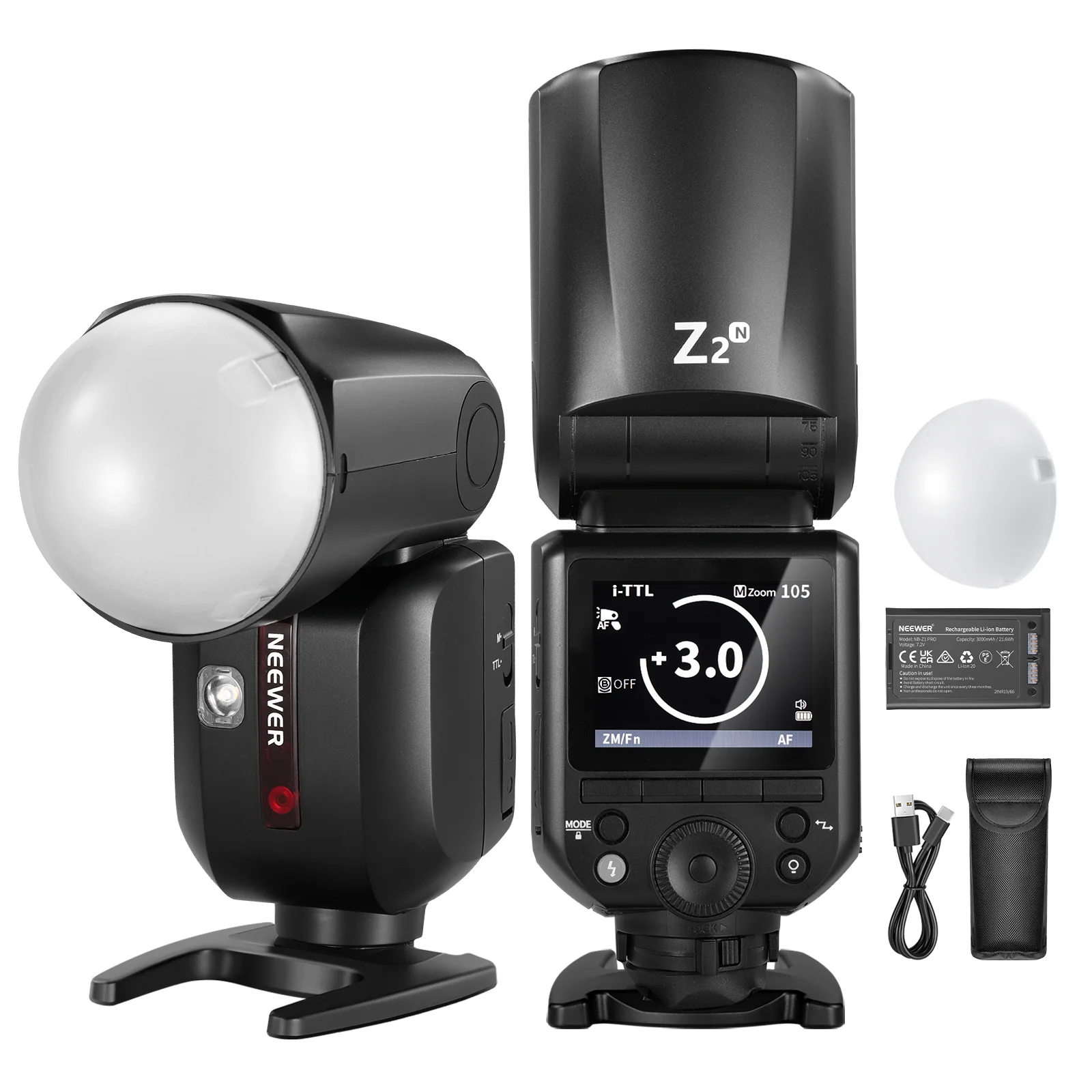 NEEWER Z2 3000mAh Battery TTL Round Head Flash Speedlite with Diffuser - Image 10