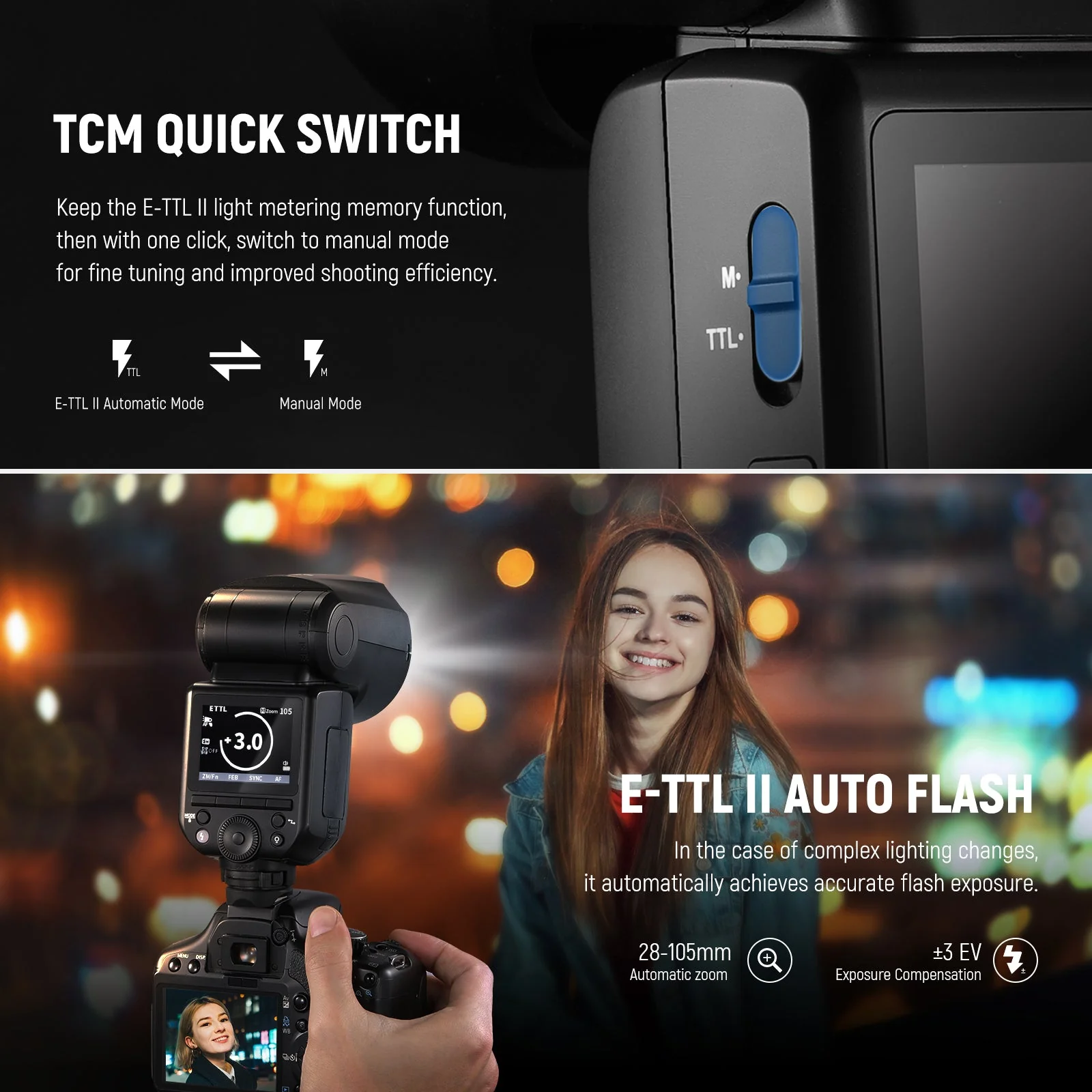 NEEWER Z2 3000mAh Battery TTL Round Head Flash Speedlite with Diffuser - Image 4