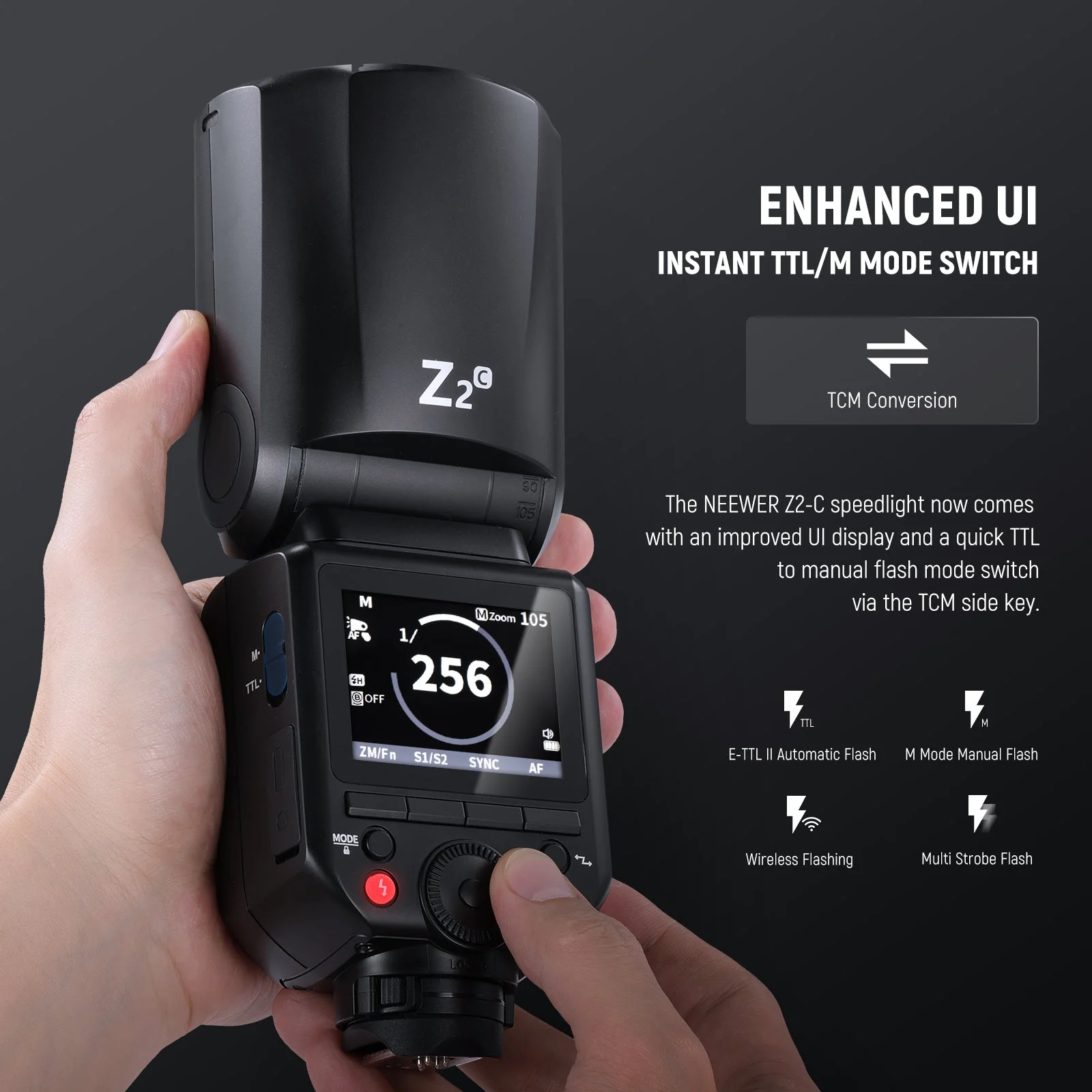 NEEWER Z2 3000mAh Battery TTL Round Head Flash Speedlite with Diffuser - Image 5