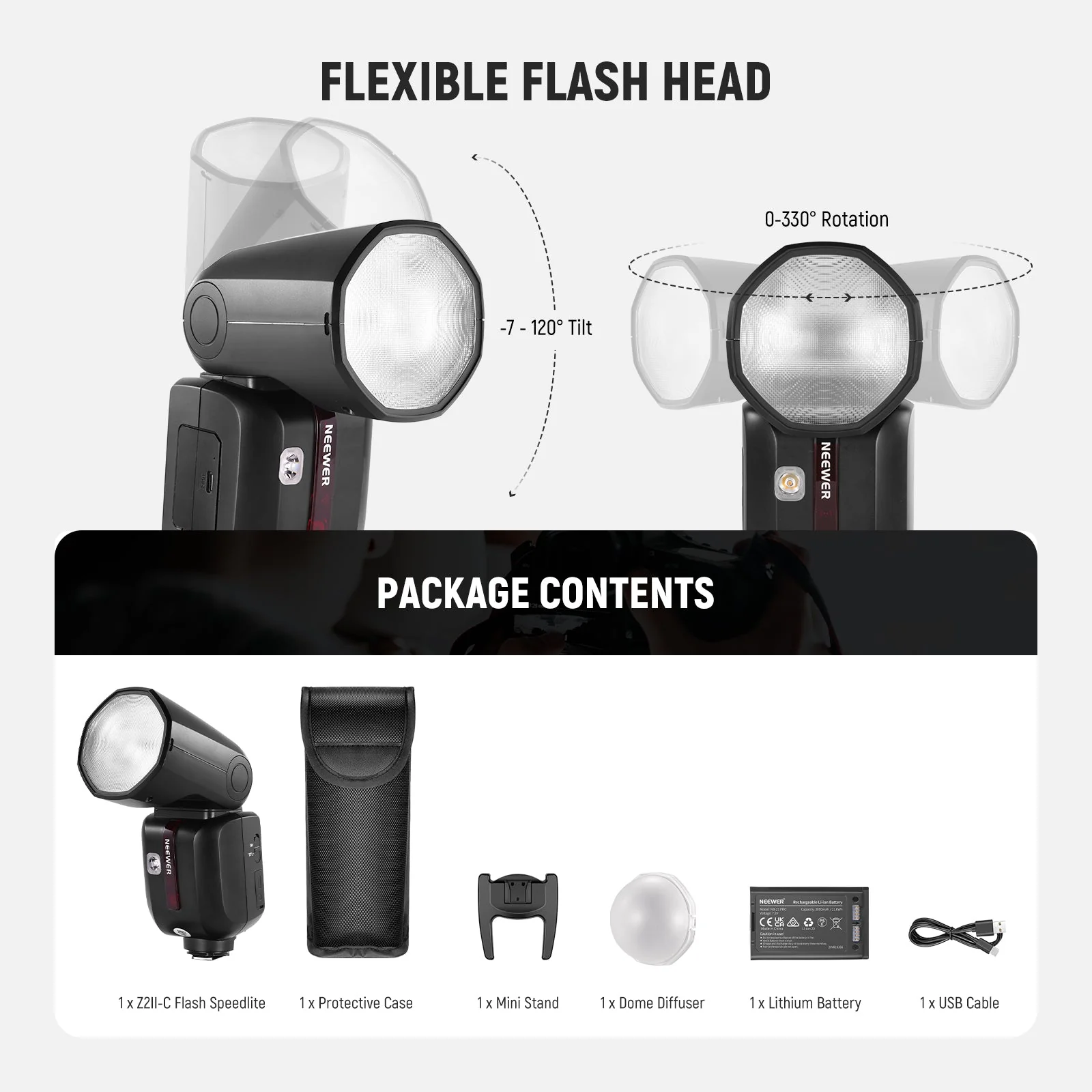 NEEWER Z2II 76Ws 2.4G TTL Flash Speedlite with Dome Diffuser - Image 10