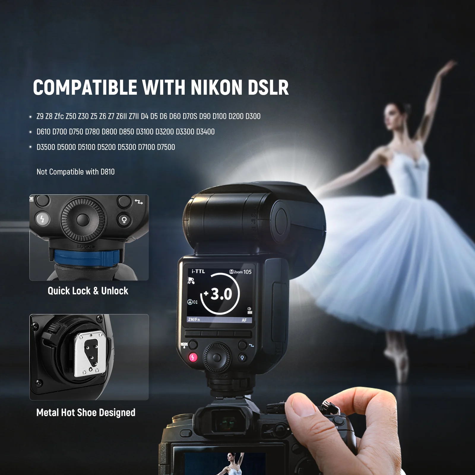 NEEWER Z2PRO 76Ws TTL HSS Round Head Flash Speedlite for Canon/Nikon/Sony/Fujifilm - Image 14