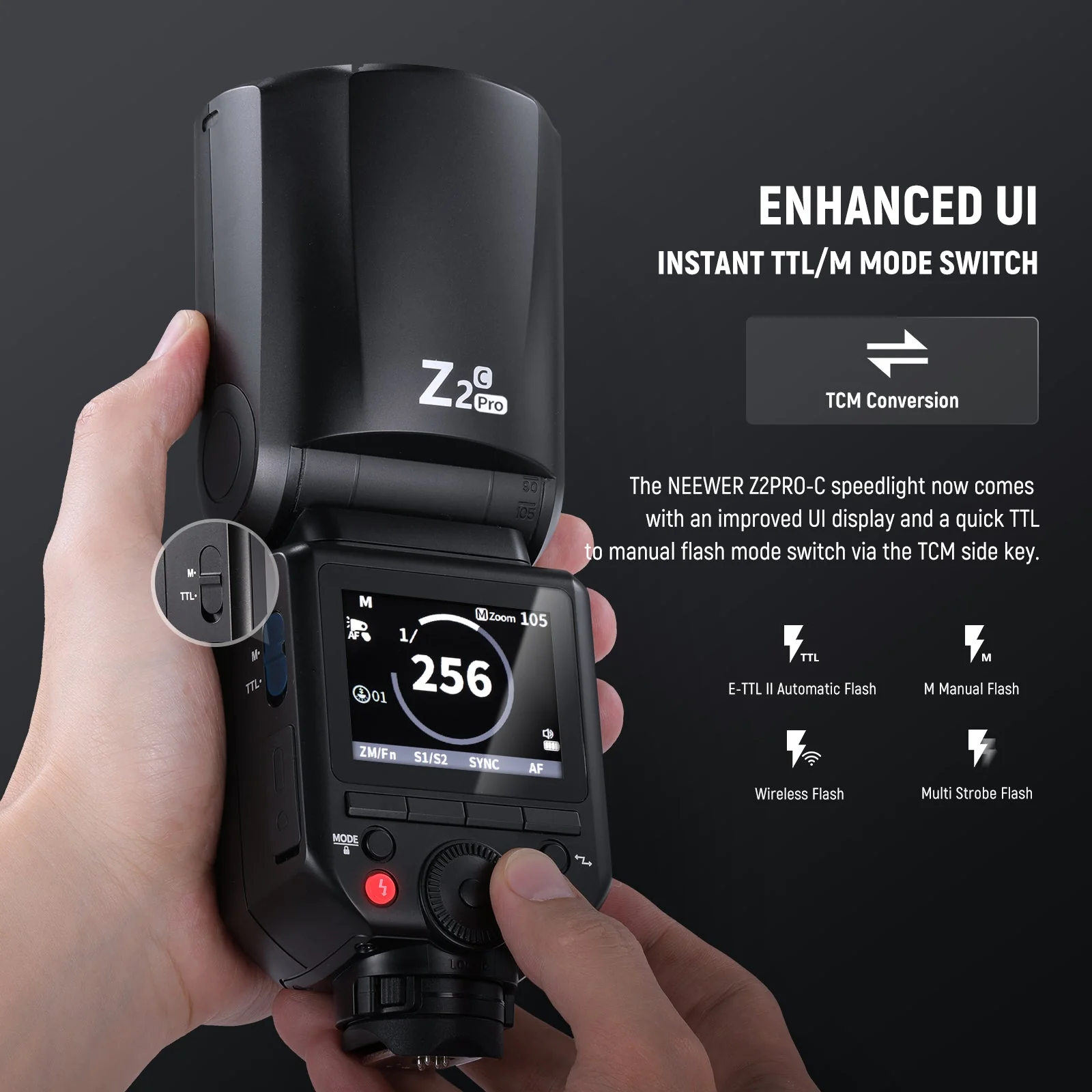 NEEWER Z2PRO 76Ws TTL HSS Round Head Flash Speedlite for Canon/Nikon/Sony/Fujifilm - Image 4