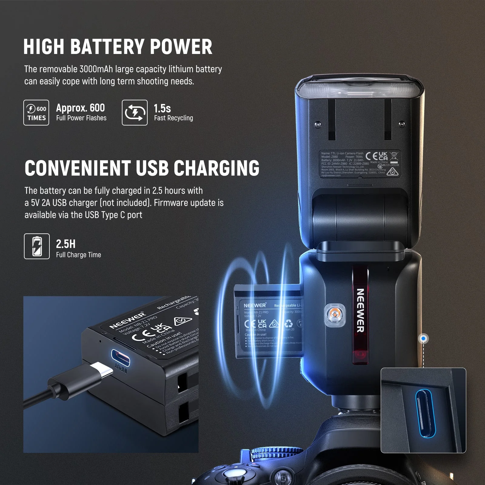 NEEWER Z880 76Ws 2.4G TTL Camera Flash Speedlite with Diffuser - Image 7