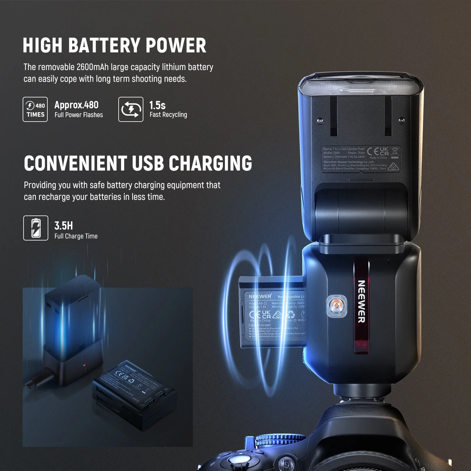 NEEWER Z880 2.4G TTL HSS Camera Flash Speedlite For Canon/Nikon/Sony - Image 7