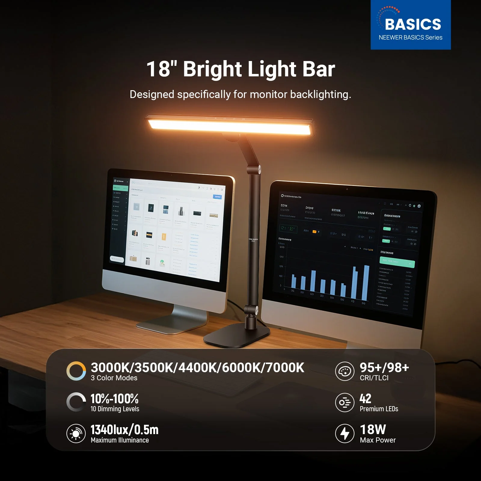 NEEWER BASICS DL03 18" LED Architect Desk Lamp with Base - Image 3