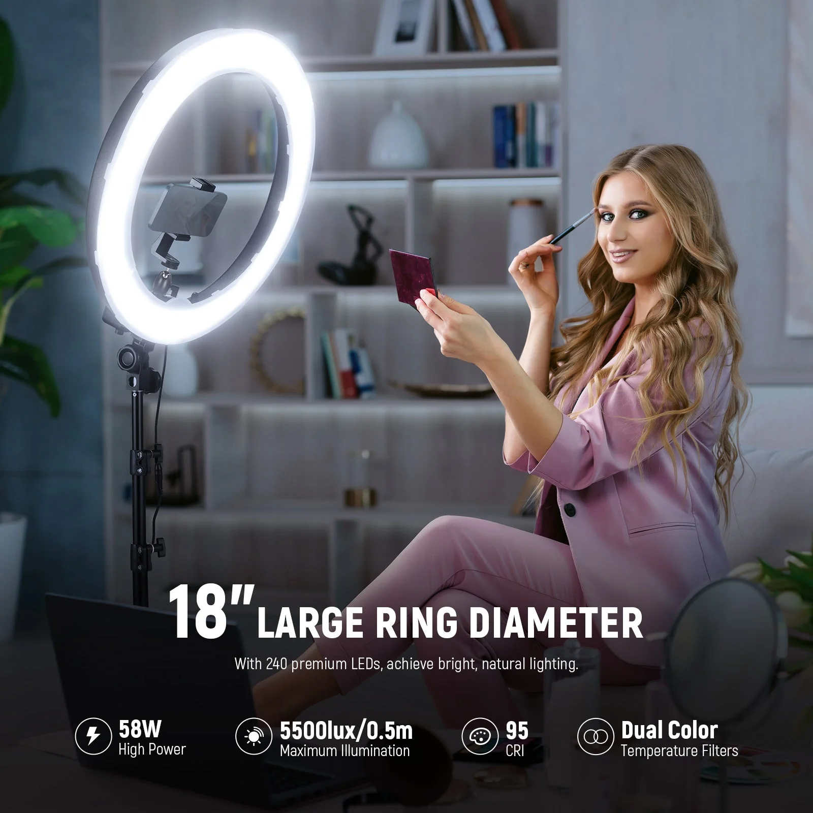 NEEWER RL-18 18 Inch LED Ring Light Pro Kit - Image 2