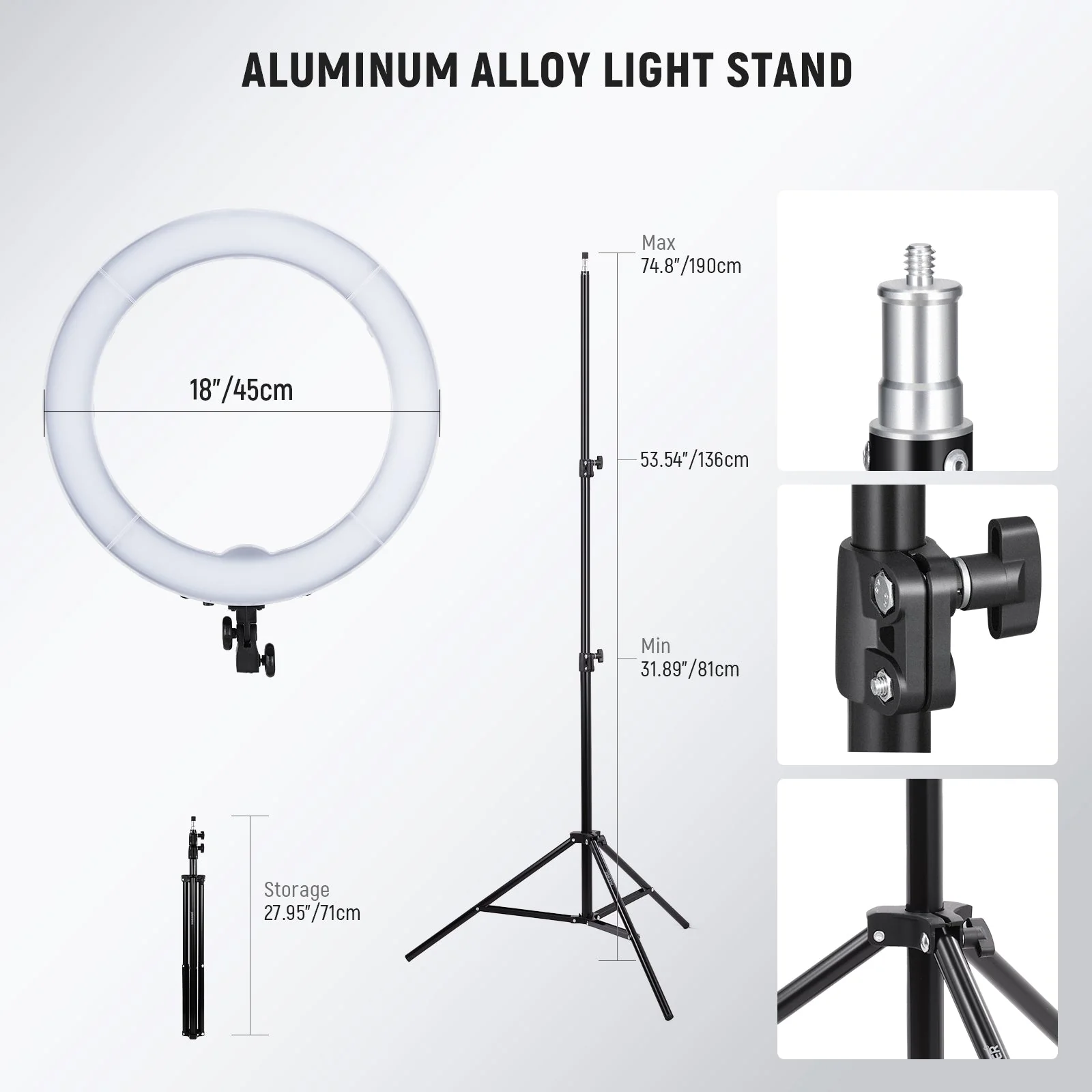 NEEWER RL-18 18 Inch LED Ring Light Pro Kit - Image 4