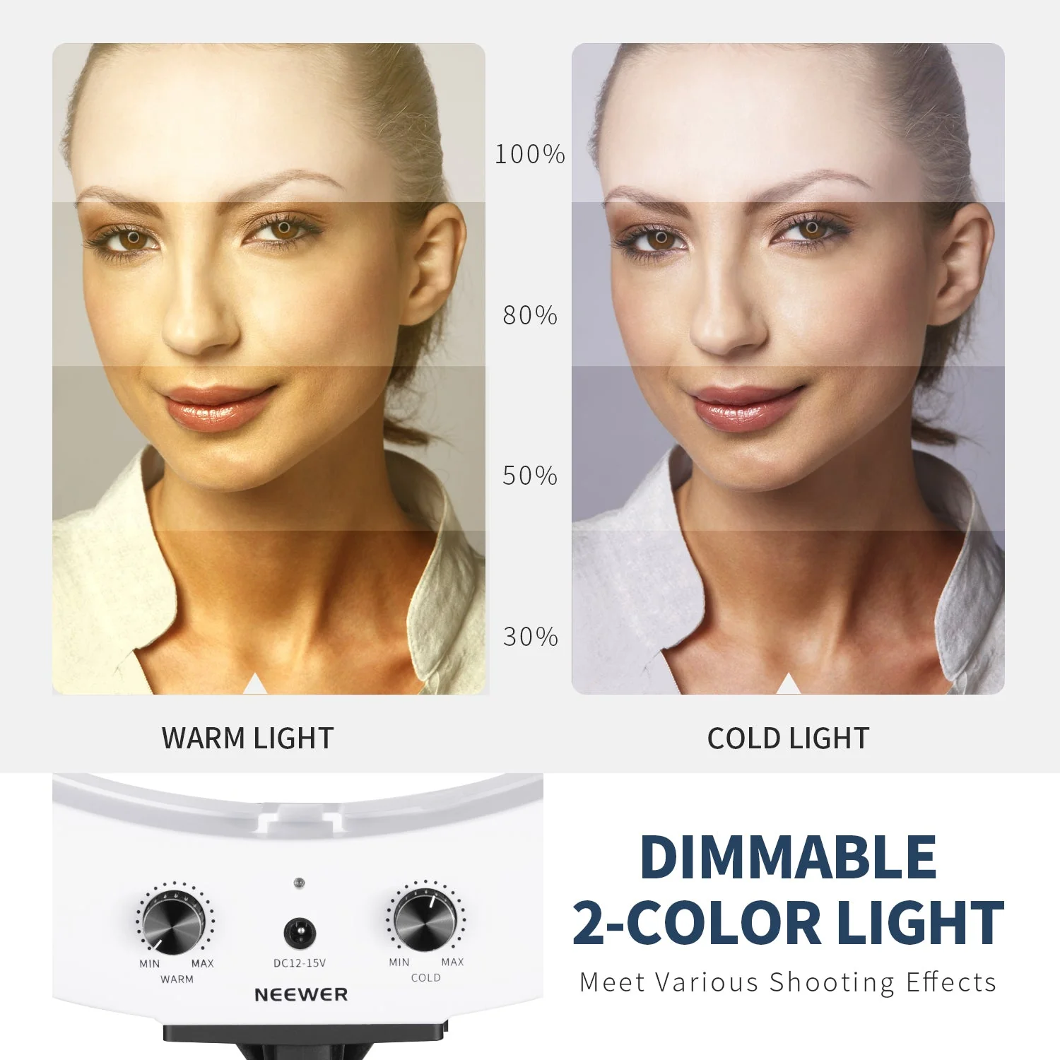 NEEWER RP20-B 20" Bi-Color Ring Light Kit With Batteries & Stand - Image 4