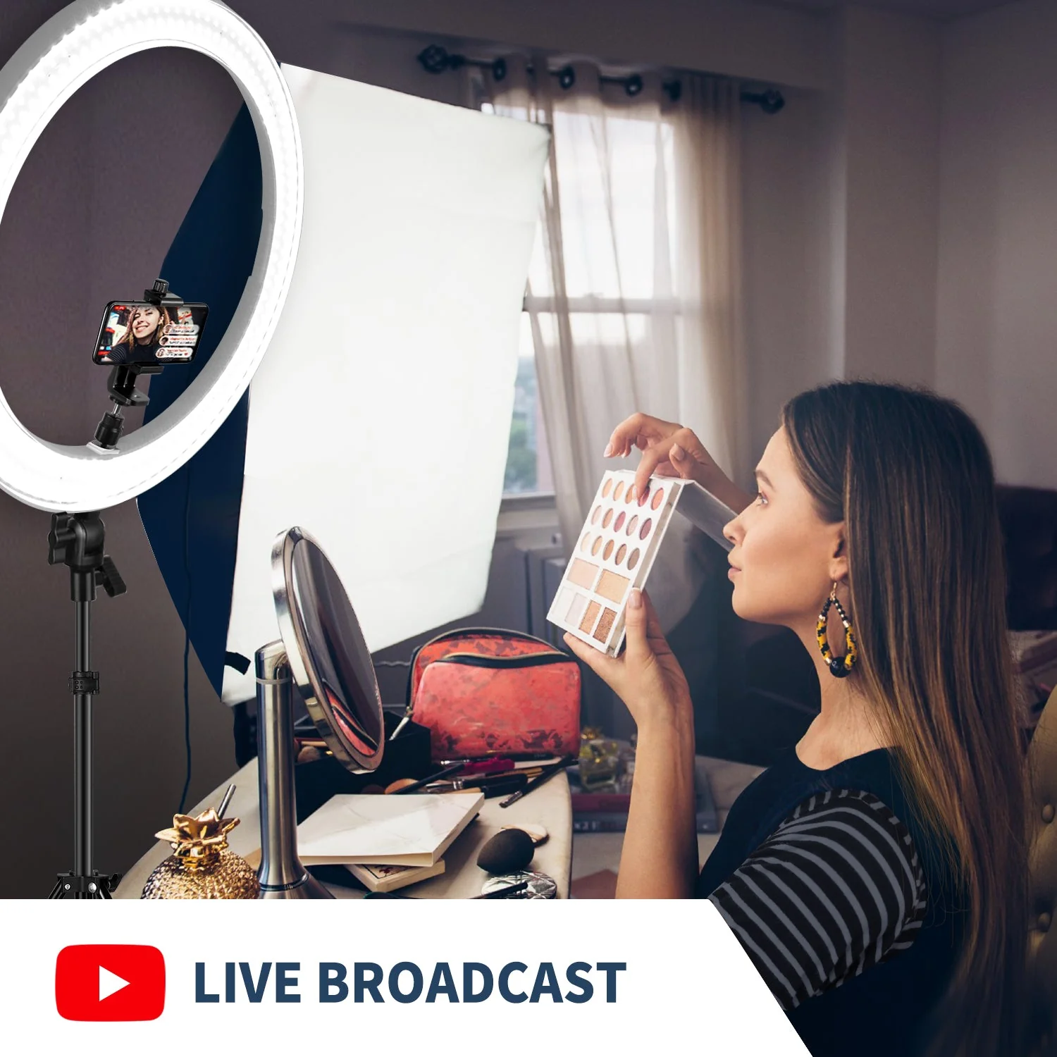NEEWER RP20-B 20" Bi-Color Ring Light Kit With Batteries & Stand - Image 6