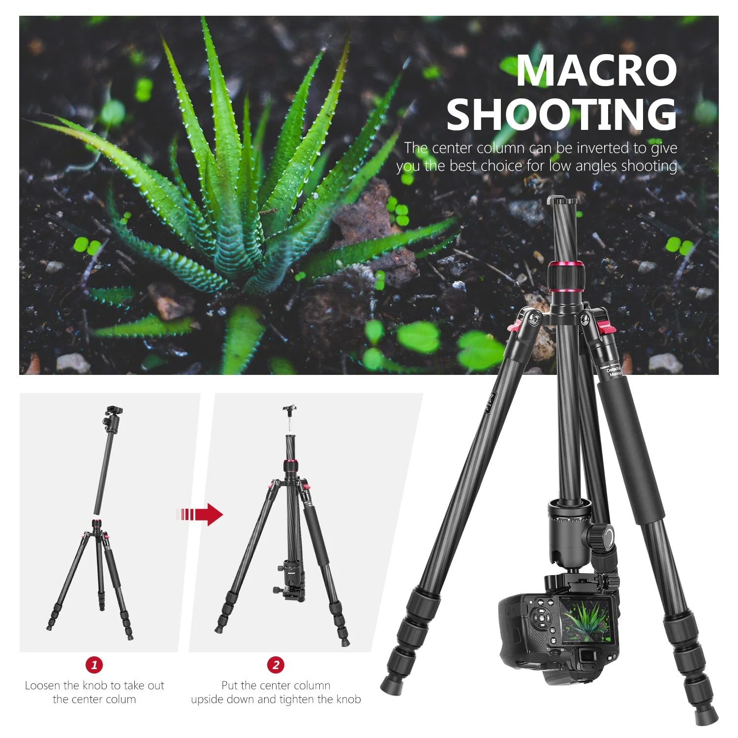 NEEWER N55C 68" Carbon Fiber Monopod Tripod - Image 3