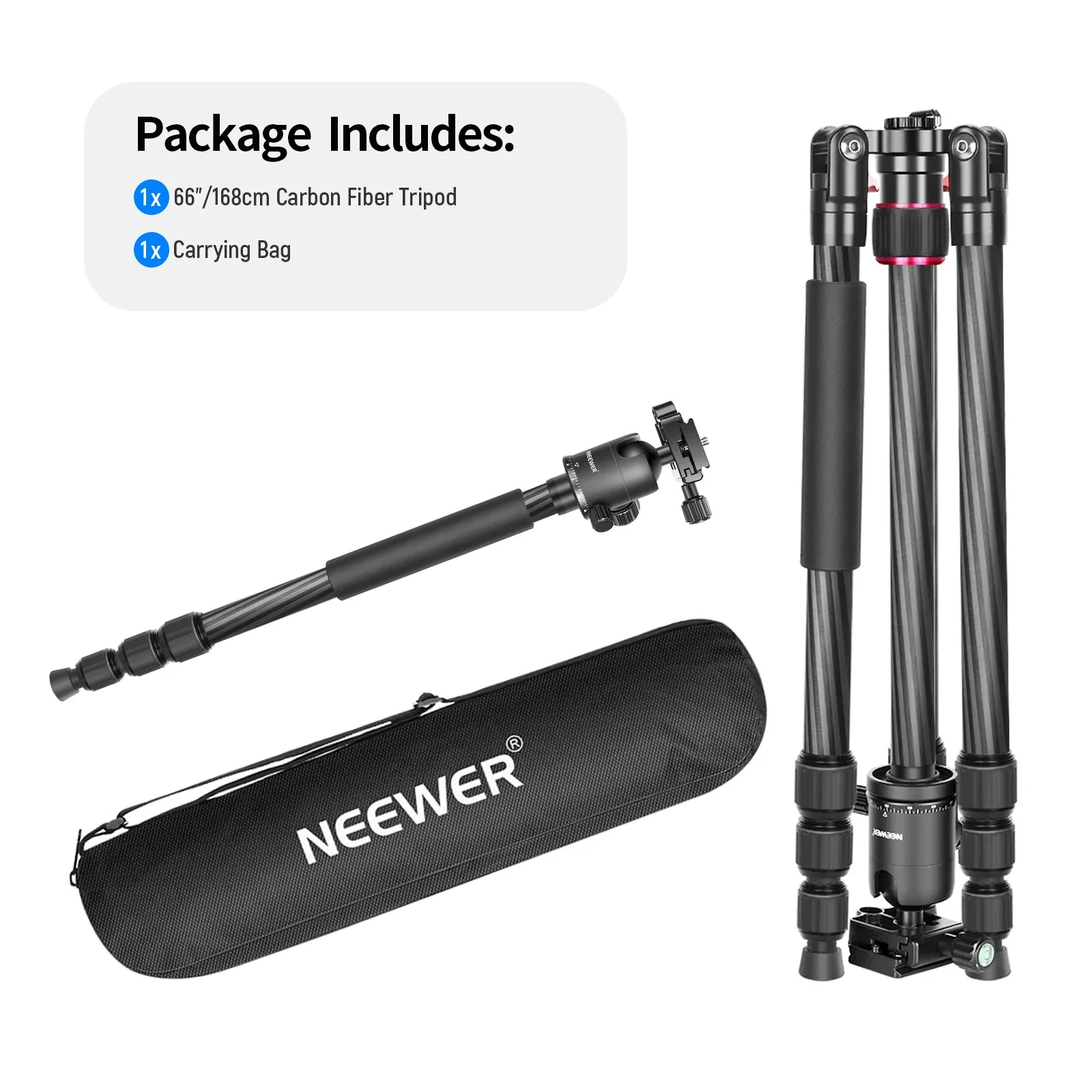 NEEWER N55C 68" Carbon Fiber Monopod Tripod - Image 9
