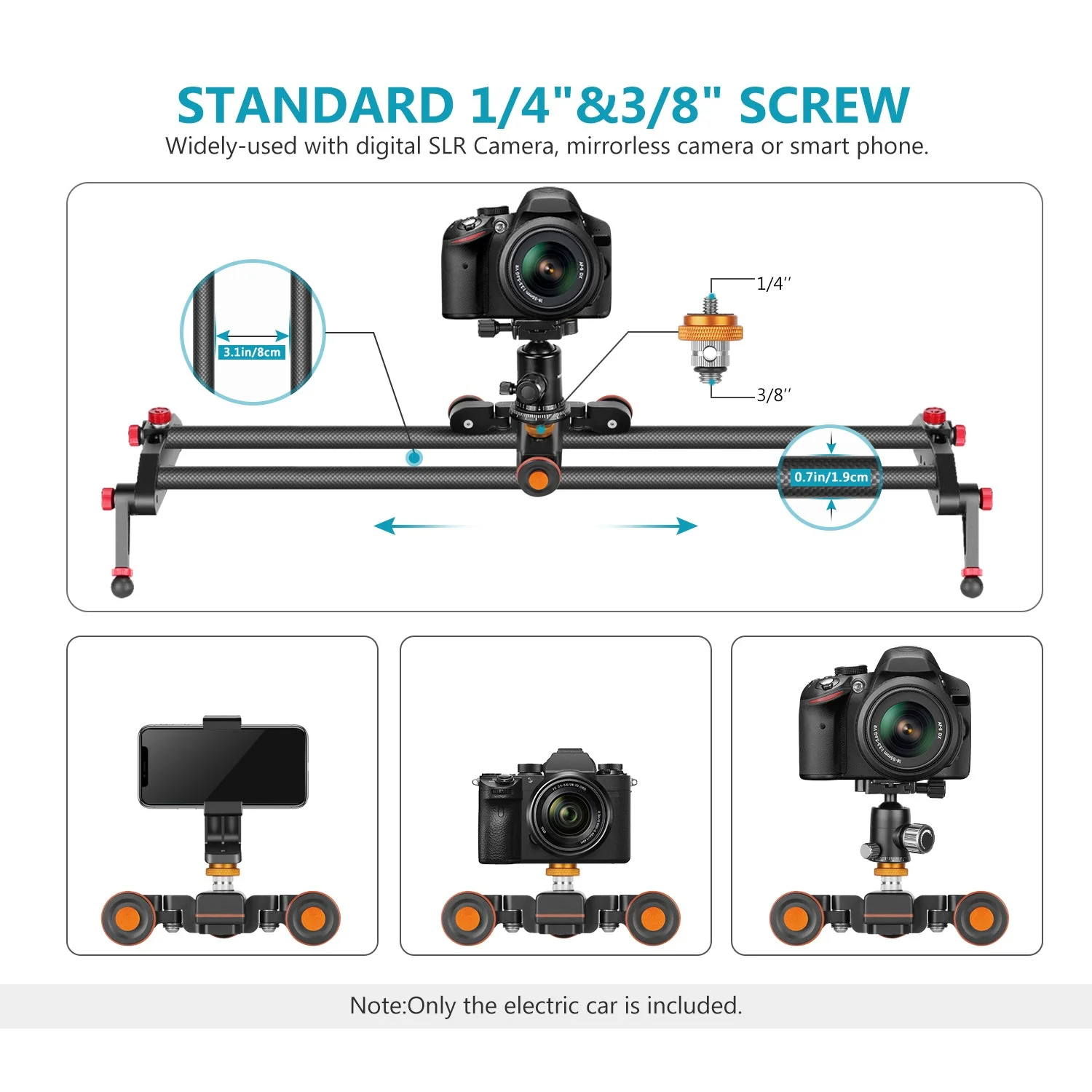 NEEWER DL100 3-Wheels 3-Speed Wireless Video Camera Dolly with Remote Control - Image 5